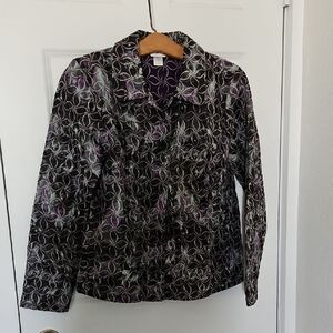Christopher & Banks Black and Purple Long Sleeve Jacket (AB)